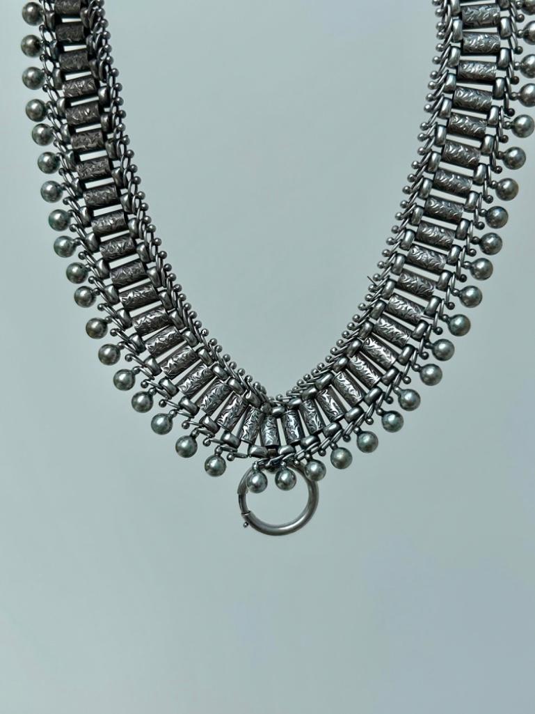 Huge Chunky Antique Silver Victorian Collar Necklace