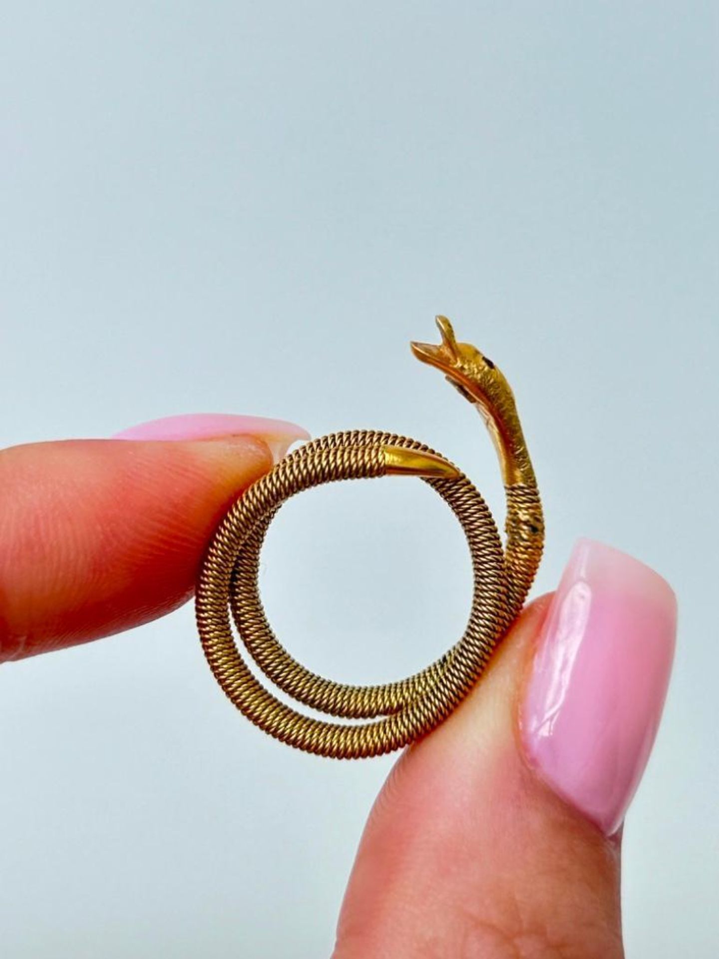 Antique Gold Coiled Snake Ring - Image 2 of 7