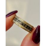 Antique Circa 1808 Black and White Enamel Mourning Band Ring in 18ct Yellow Gold