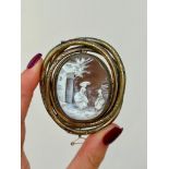 Large Antique Spinning Cameo Brooch