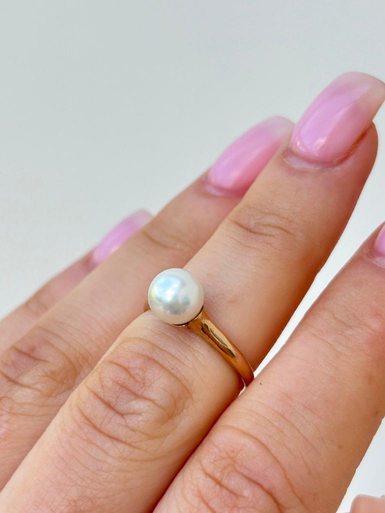 10ct Gold Pearl Ring - Image 9 of 9