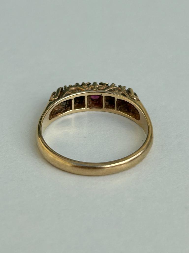 Ruby and Diamond 5 Stone Ring in Yellow Gold - Image 5 of 8