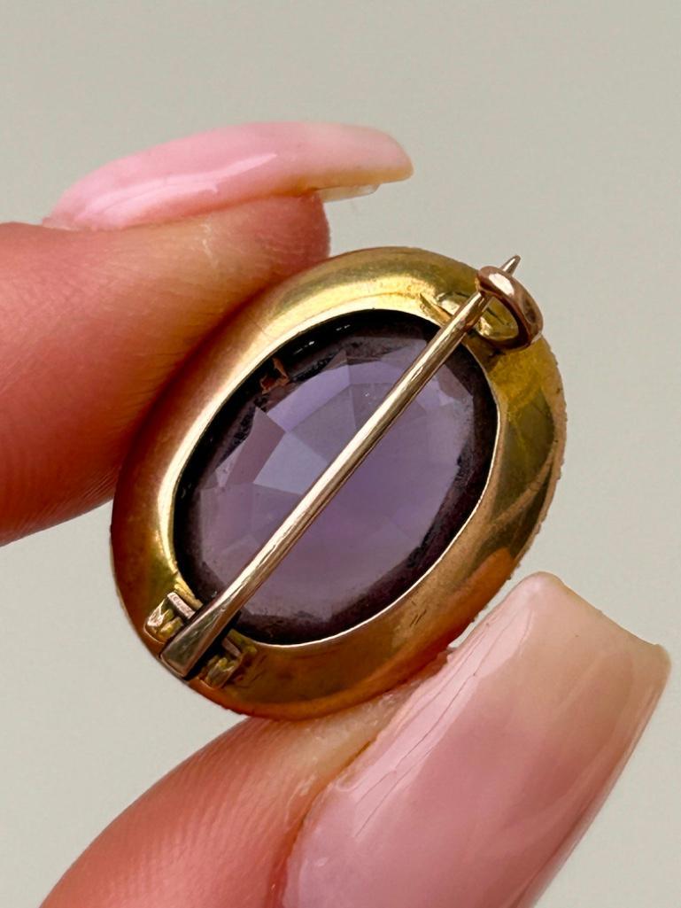 Antique Gold Amethyst and Pearl Brooch - Image 7 of 7