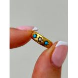 Antique C.1892 Turquoise and Pearl 18ct Gold Tiny Ring Size A