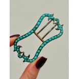 Large Antique Silver Turquoise Clasp Buckle