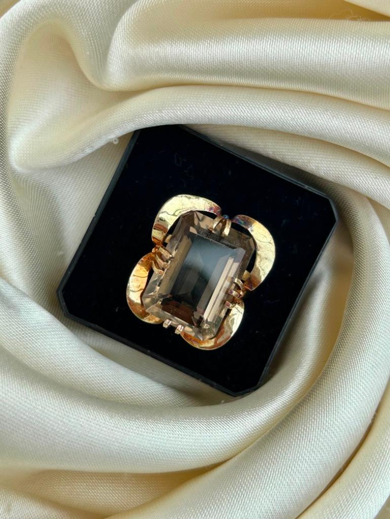 Large Unusual Design 9ct Gold Chunky Quartz Cocktail Ring - Bild 5 aus 6