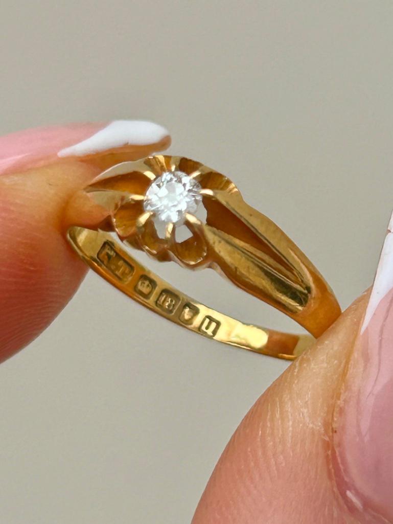 Antique 18ct Yellow Gold Diamond Belcher Ring - Image 6 of 7
