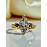 Antique 18ct Yellow Diamond Navette / Marquise Ring