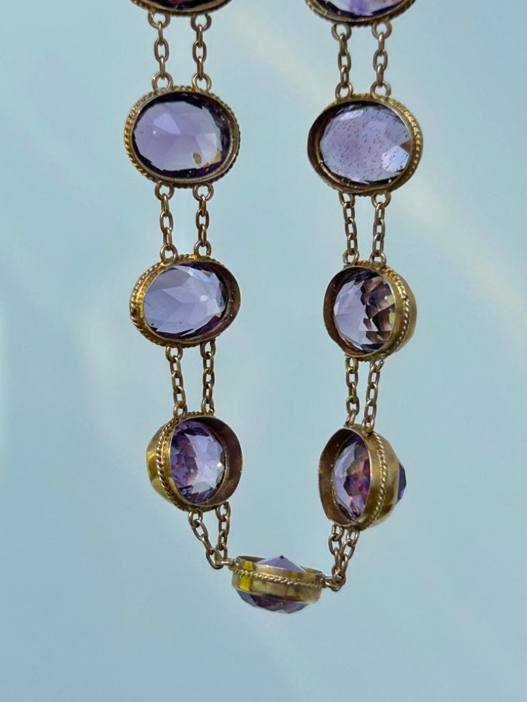 9ct Gold Amethyst Riviere Style Bracelet - Image 4 of 8