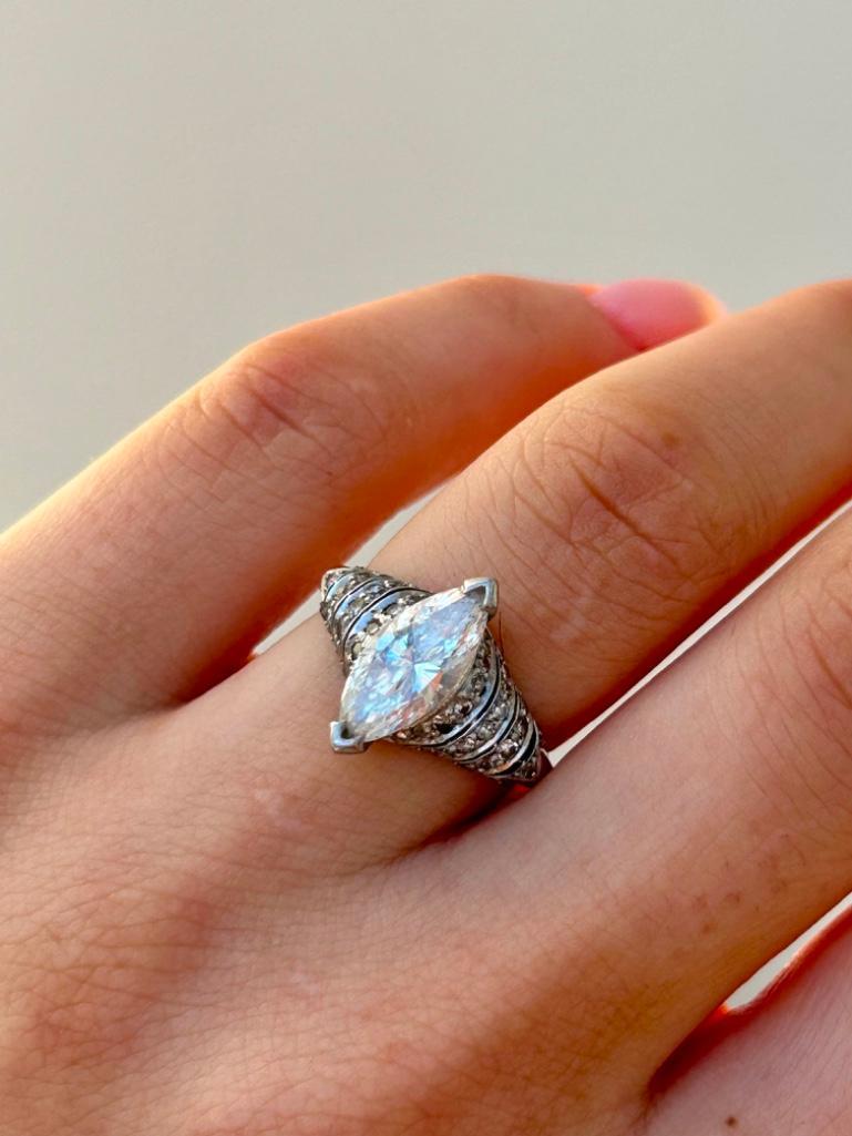 Incredible 2.20 Carat Diamond Marquise Ring in Diamond Setting - Image 3 of 8