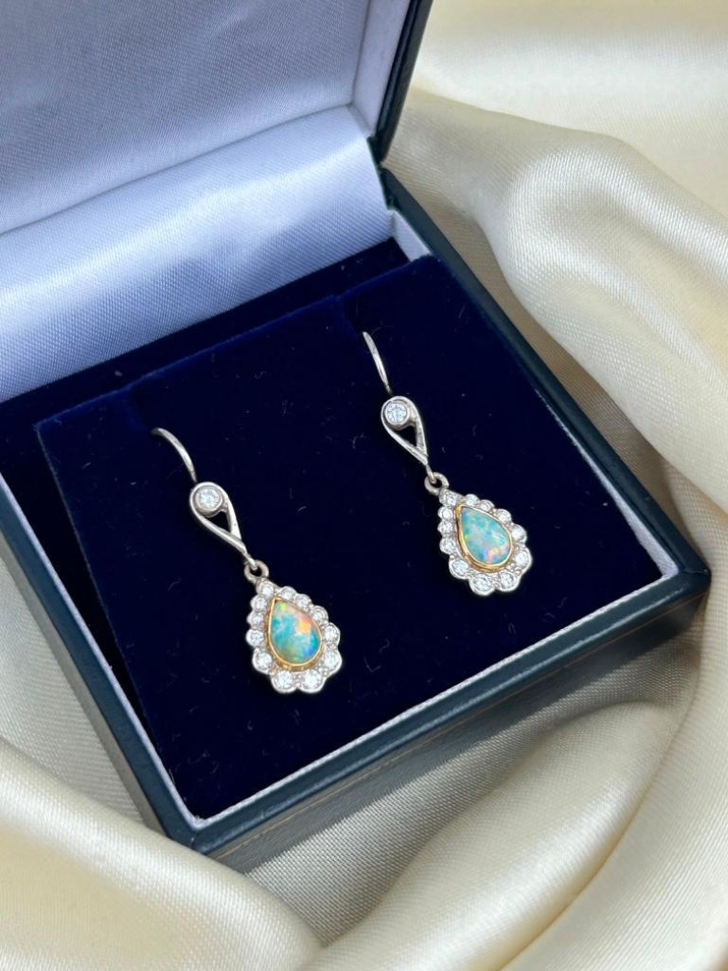 Amazing Opal and Diamond Drop Earrings in White Gold - Image 7 of 9