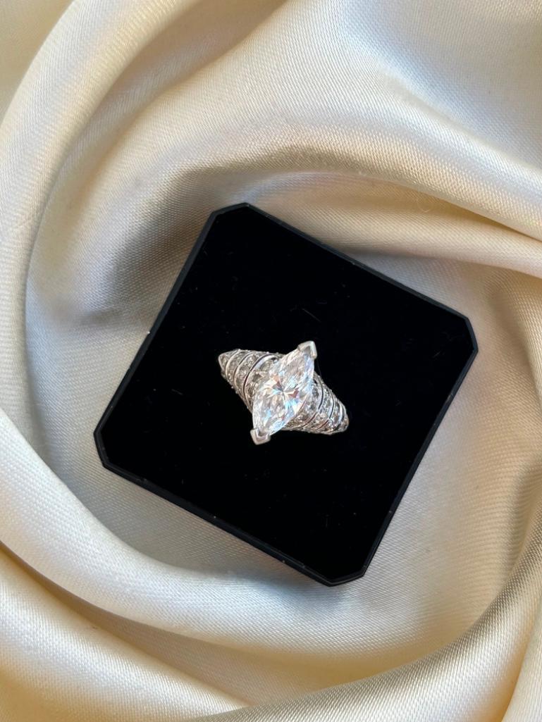 Incredible 2.20 Carat Diamond Marquise Ring in Diamond Setting - Image 5 of 8
