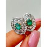 Emerald and Diamond Yellow Gold Earrings