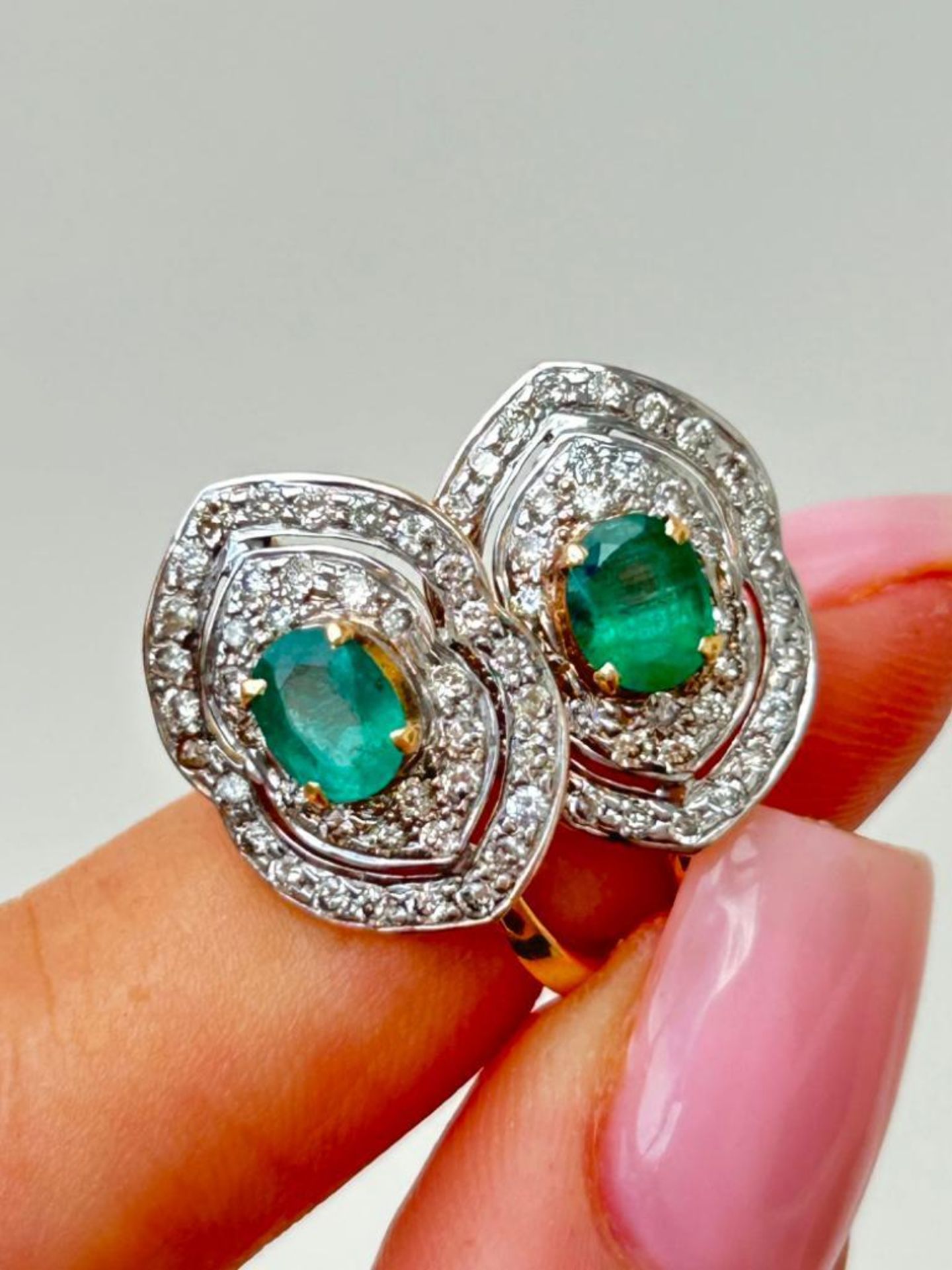 Emerald and Diamond Yellow Gold Earrings