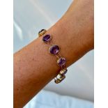 9ct Gold Amethyst Riviere Style Bracelet