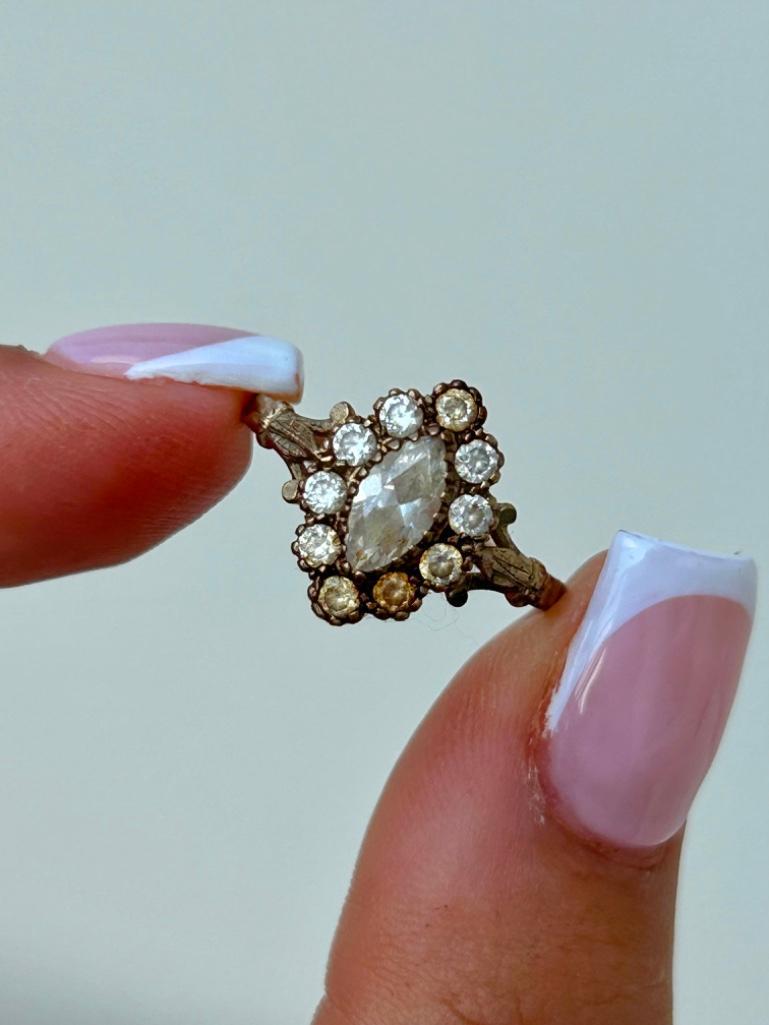 9ct Gold Paste Navette Cluster Ring