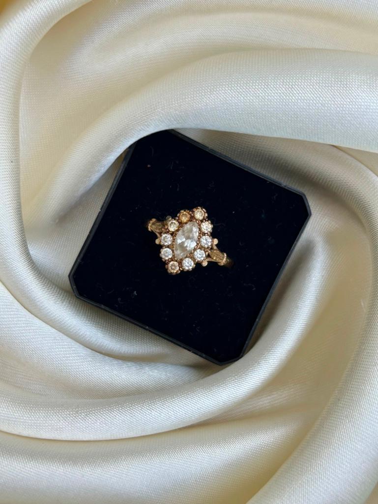 9ct Gold Paste Navette Cluster Ring - Bild 4 aus 6