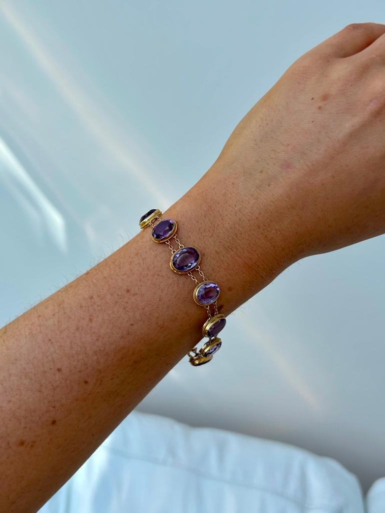 9ct Gold Amethyst Riviere Style Bracelet - Image 7 of 8