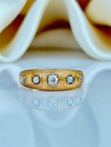 Antique 18ct Yellow Gold Diamond and Pearl Ring