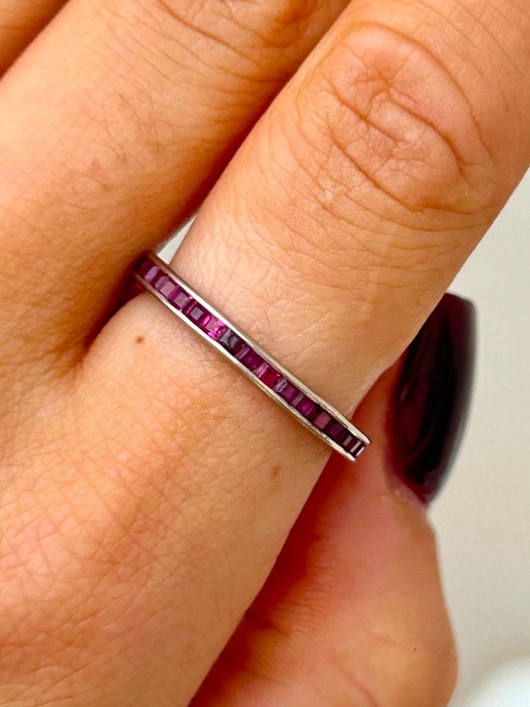 Wonderful Ruby Full Eternity Band Ring in White Gold - Image 3 of 9