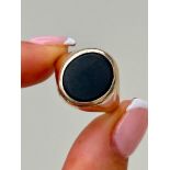 Chunky Vintage 9ct Gold Onyx Signet Ring