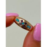 Unusual Antique 9ct Gold Turquoise Ring