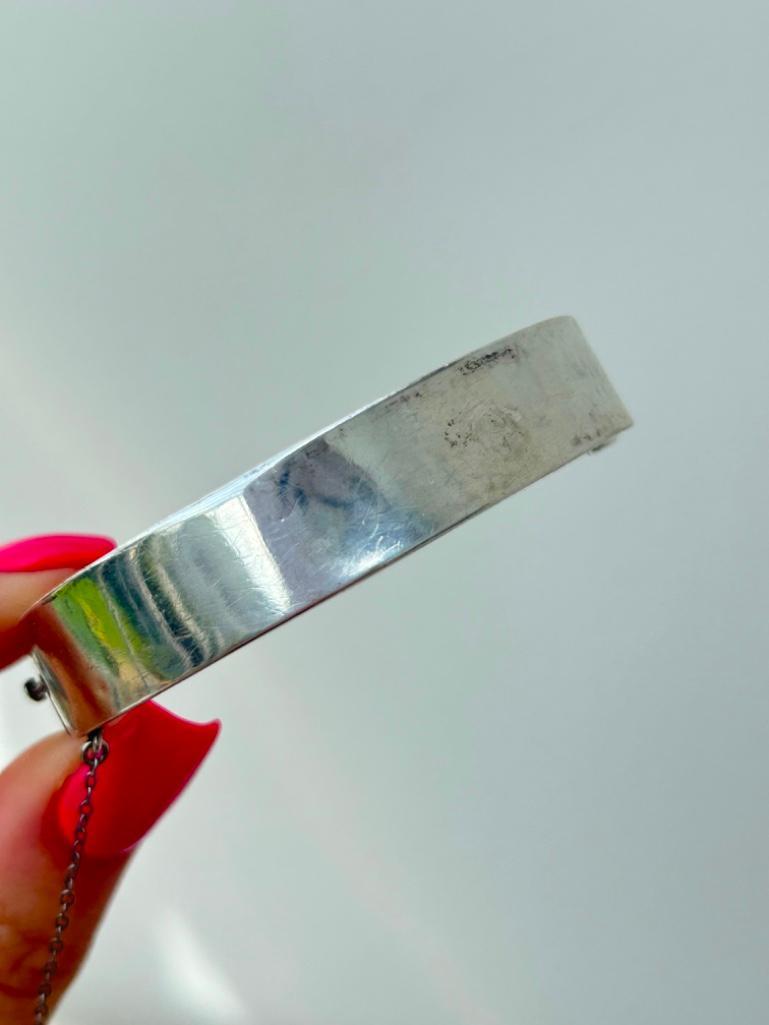 Antique Silver with Gold Over Lay Bangle Bracelet - Image 6 of 7