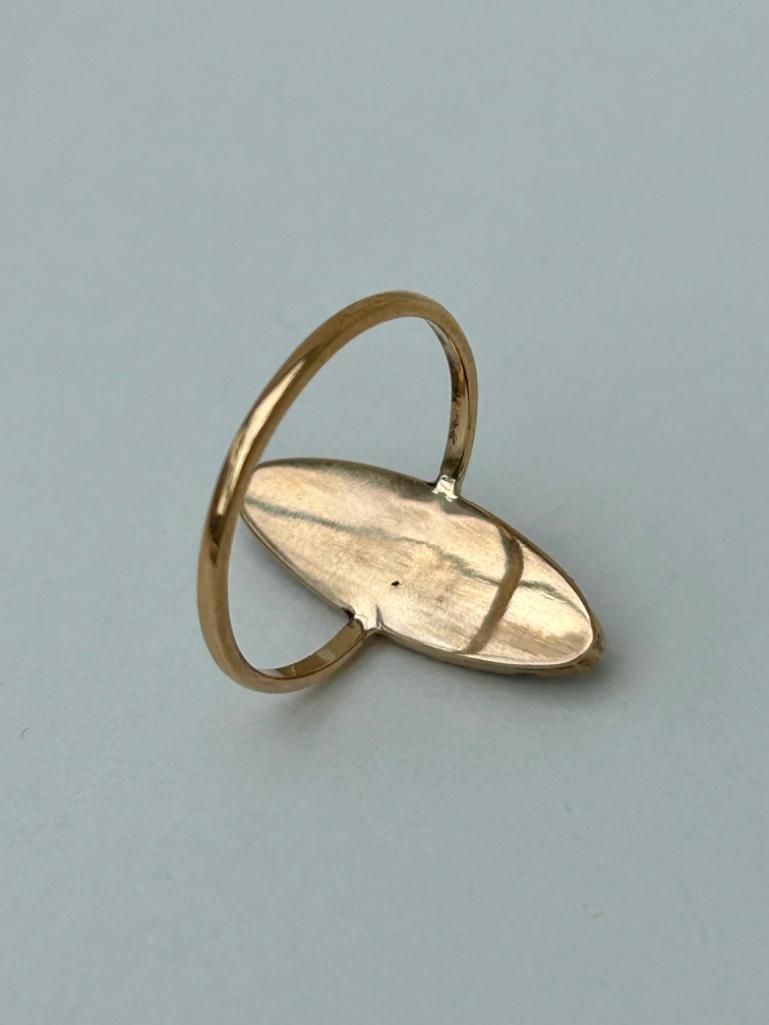 Antique Agate Navette Ring in Gold - Image 4 of 5