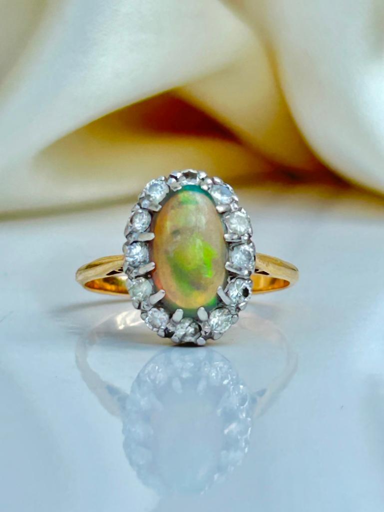 Antique Gold Opal and Diamond Ring