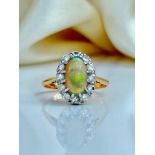 Antique Gold Opal and Diamond Ring