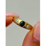 Chunky 18ct Gold Sapphire and Diamond Band Ring Approx 2 X .20pt Diamonds
