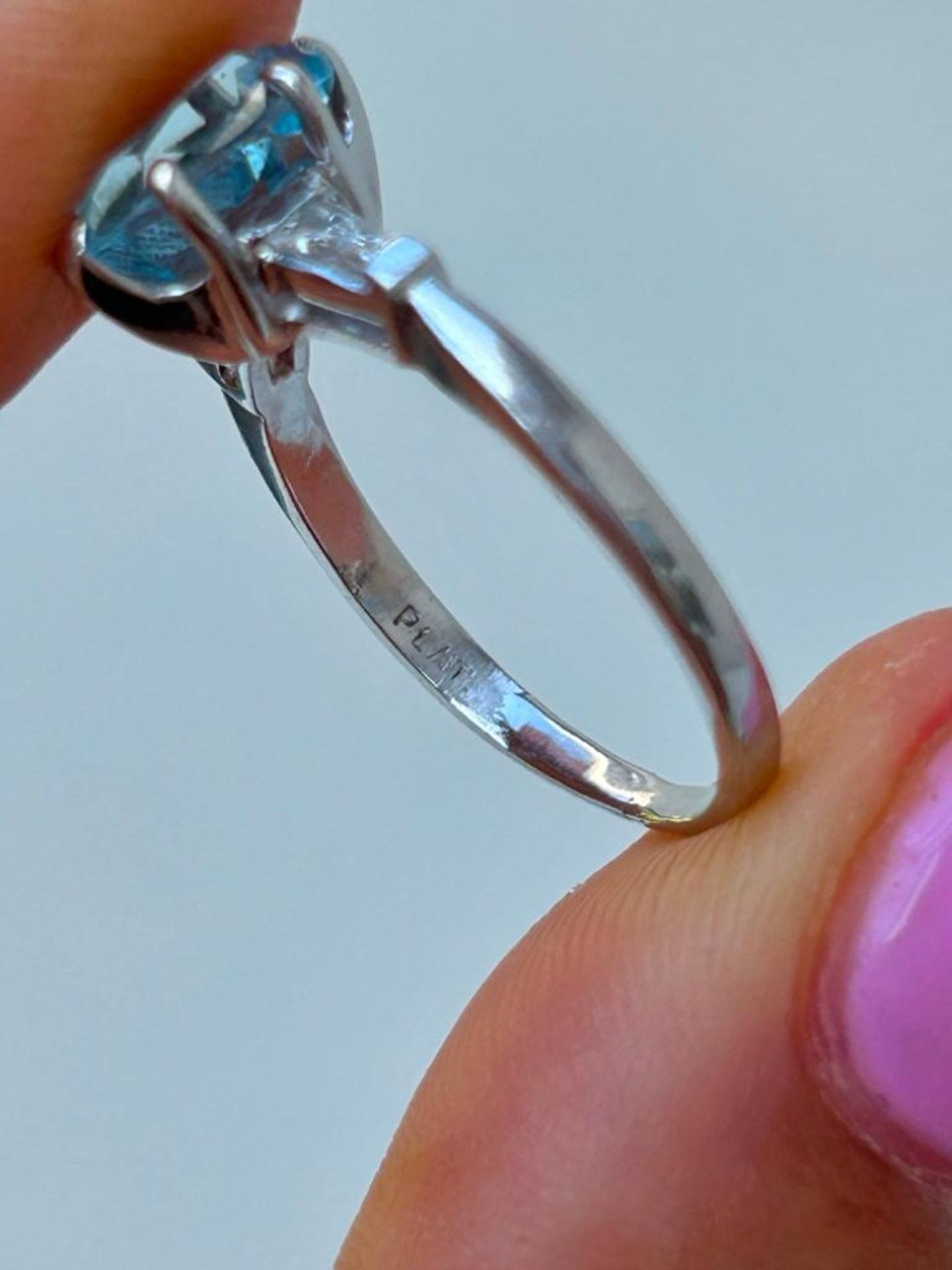Platinum Blue Topaz and Diamond Ring - Image 6 of 7