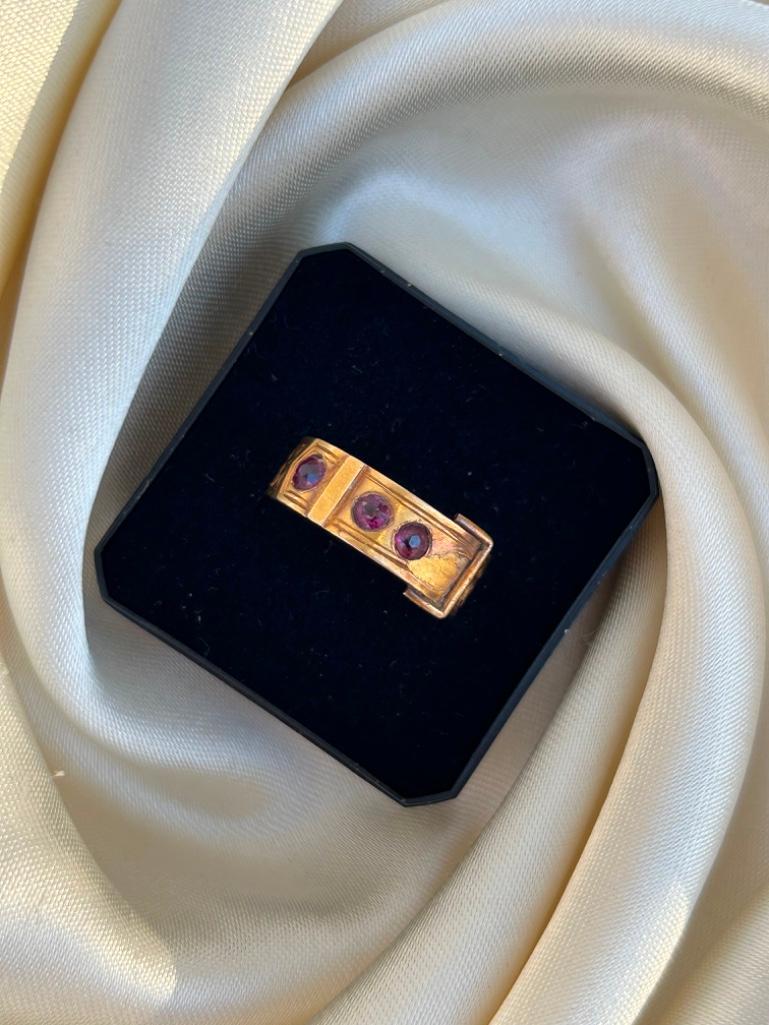 Chunky 18ct Gold Buckle Ring with Amethyst - Bild 6 aus 8