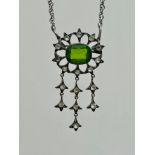 Antique Silver Paste Pendant on Chain / Necklace
