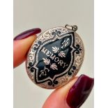 Antique In Memory of Black Enamel and 9ct Gold Back and Front Locket Pendant