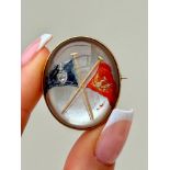 Antique Gold Large Essex Flags Brooch
