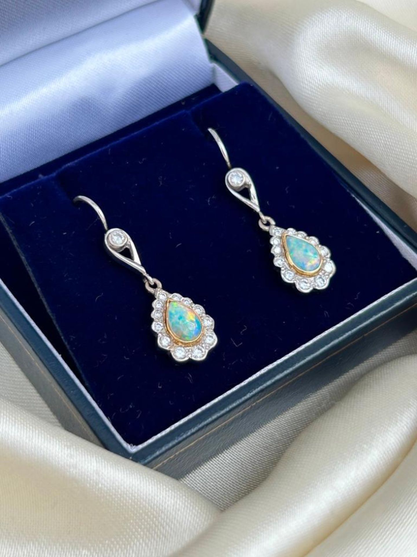 Amazing Opal and Diamond Drop Earrings in White Gold - Image 9 of 9