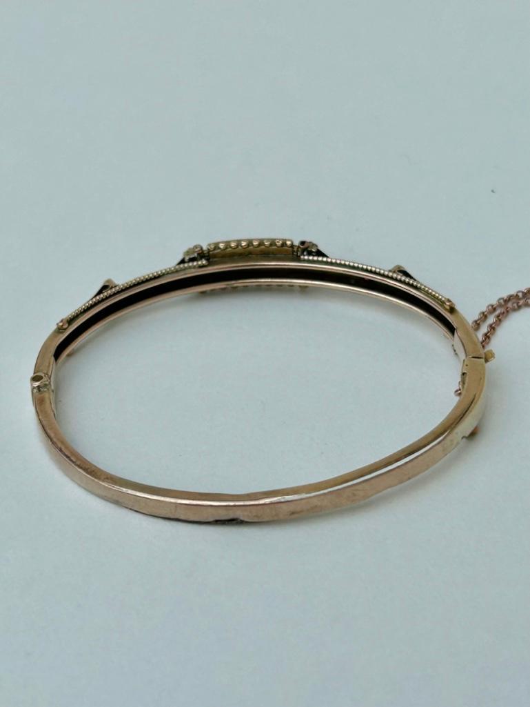 Wonderful Antique Yellow Gold Gemset Bangle Bracelet - Image 3 of 6