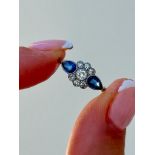 Art Deco Era Sapphire and Diamond Ring in 18ct White Gold