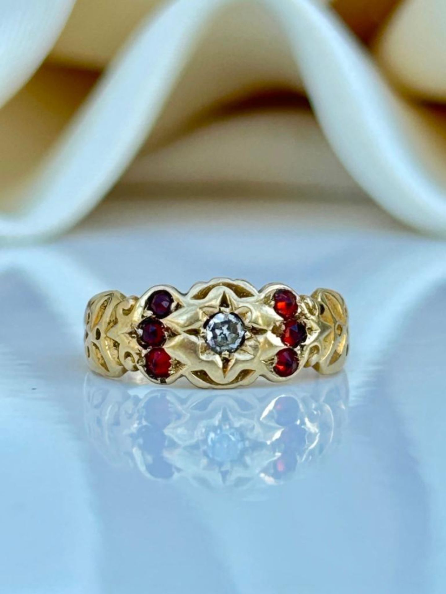 Sweet Ruby and Diamond 9ct Yellow Gold Ring