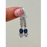 Beautiful Sapphire and Diamond White Gold Drop Earrings