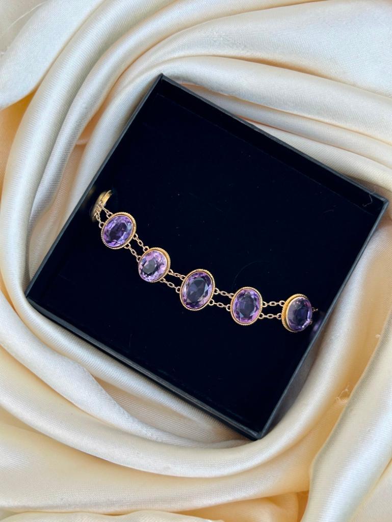 9ct Gold Amethyst Riviere Style Bracelet - Image 2 of 8