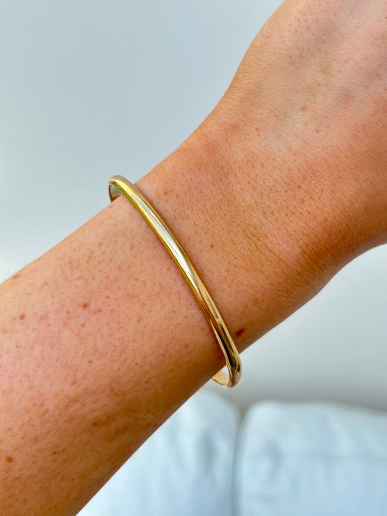 Vintage 9ct Yellow Gold Torque Bangle Bracelet