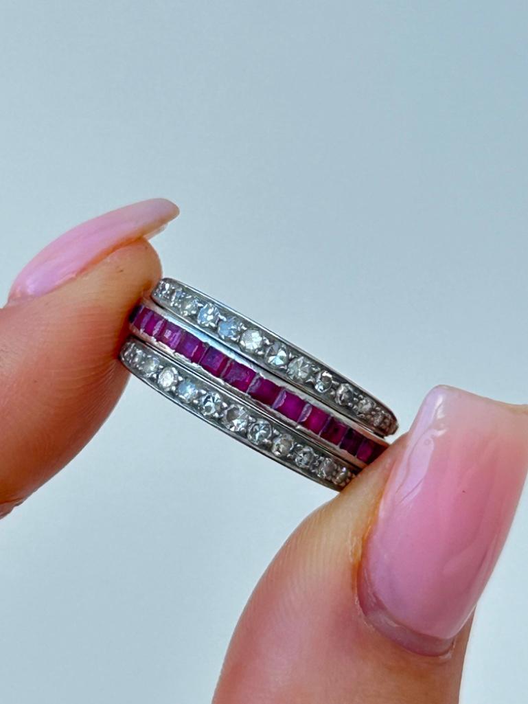 Antique Art Deco Day and Night Sapphire Ruby and Diamond Flip Ring - Image 4 of 8