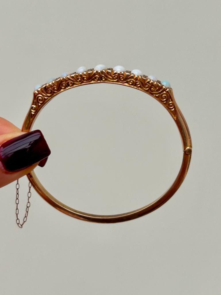 Opal and Diamond Bangle in 9ct Gold - Image 6 of 9