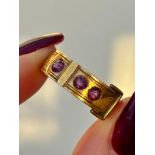 Chunky 18ct Gold Buckle Ring with Amethyst