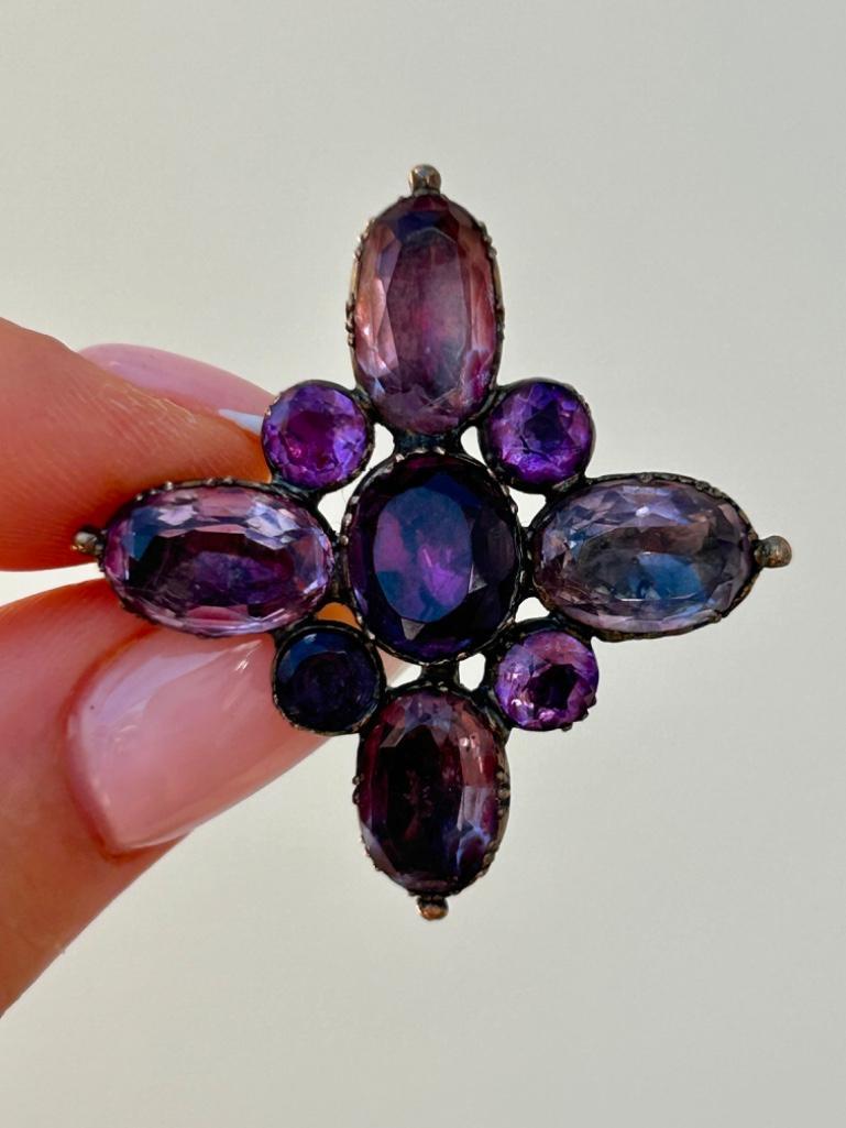 Antique Chunky Foiled Amethyst Brooch - Image 3 of 6