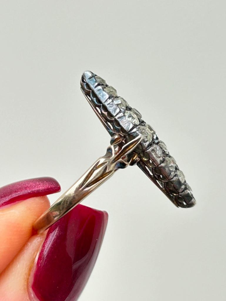 Wonderful Large Diamond and 18ct Gold Navette Ring - Image 8 of 9