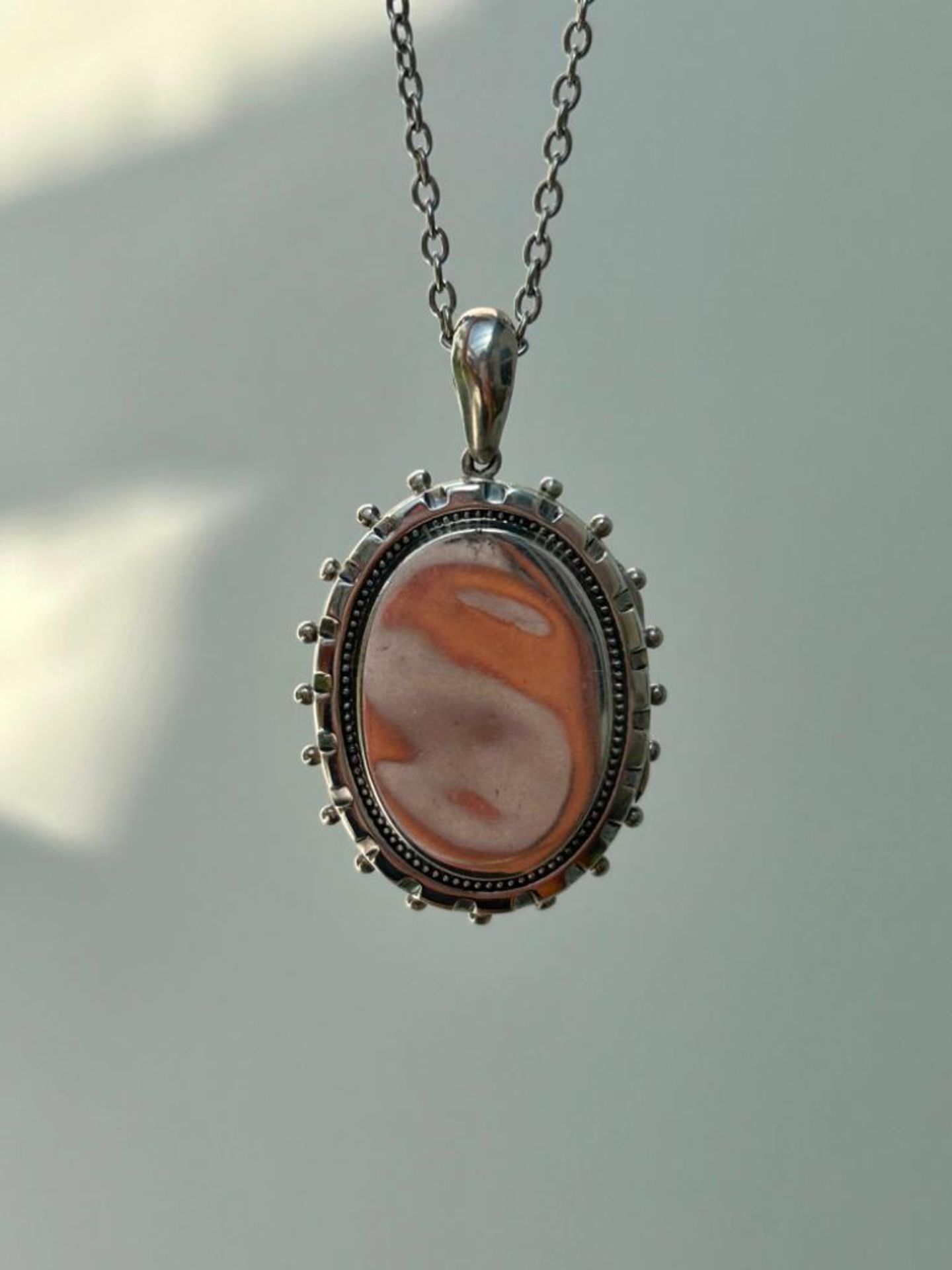 Victorian Era Aesthetic Silver Pendant on Chain - Image 4 of 5