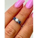 Antique 18ct Gold and Platinum Sapphire and Diamond 3 Stone Ring